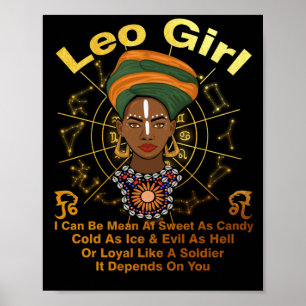 Leo Queen Sweet As Candy Birthday For Black Women Poster
