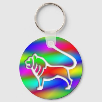 Leo Rainbow Color Lion Zodiac Star Sign Keychain by zodiac_shop at Zazzle