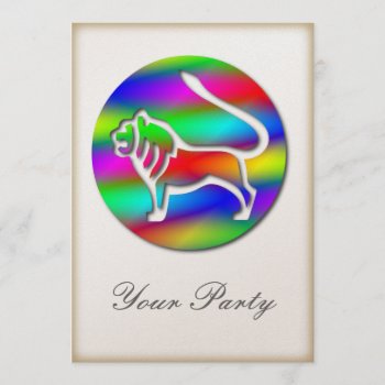 Leo Rainbow Color Lion Zodiac Star Sign Party Invitation by zodiac_shop at Zazzle