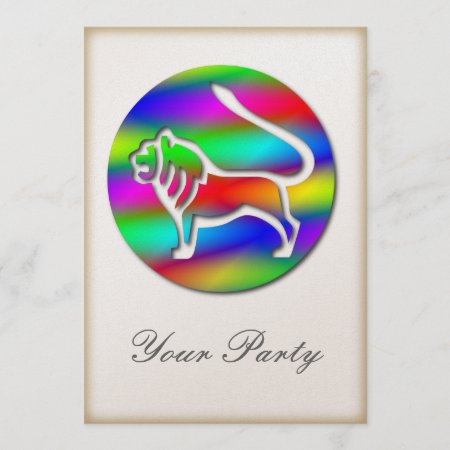 Leo Rainbow Color Lion Zodiac Star Sign Party Invitation