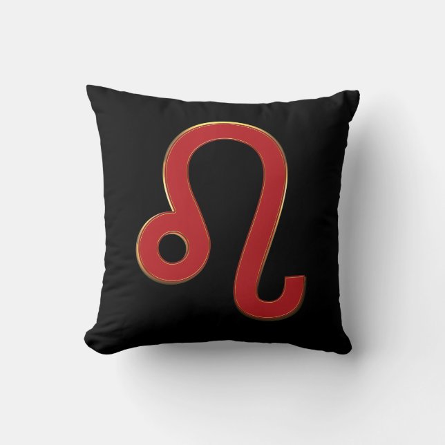 LEO Red Zodiac Sign July August Birthday Astrology Throw Pillow (Front)