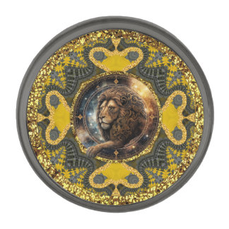 Leo Royale Gold Yellow Fractal Mandala Gunmetal Finish Lapel Pin