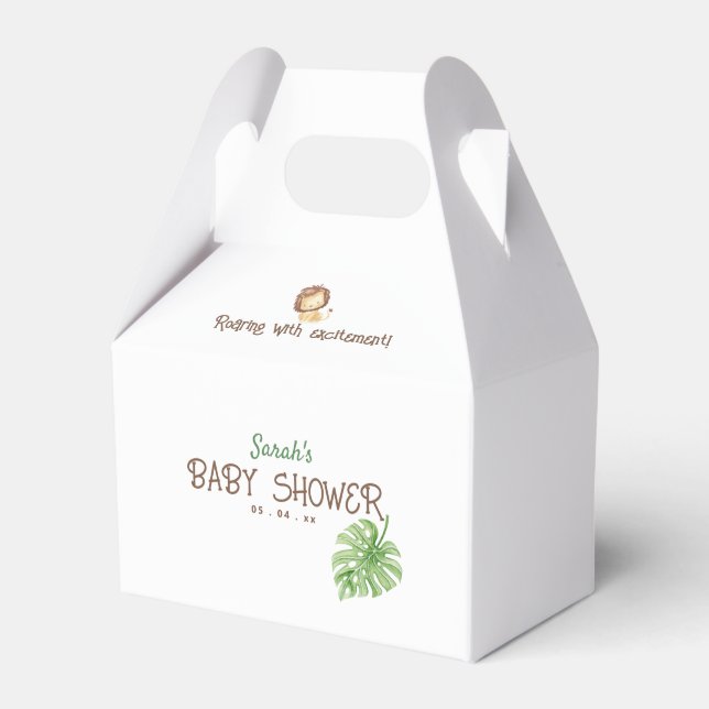 Leo Safari Baby Shower Jungle Favor Boxes (Front Side)