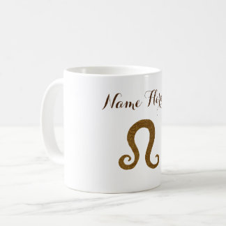 Leo Sign  Gold Custom Name Coffee Mug