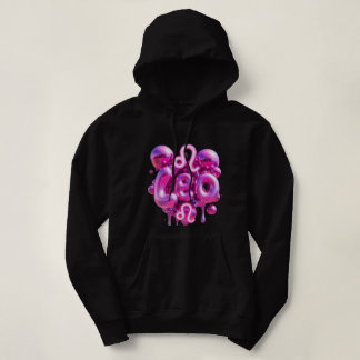 LEO Sign Horoscope Typography Pink Bubble Letters Hoodie
