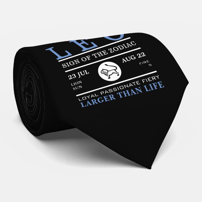 Leo Sign of the Zodiac, Astrological Neck Tie (Rolled)