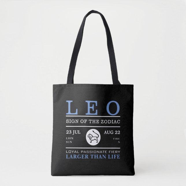 Leo Sign of the Zodiac, Astrological Tote Bag (Front)