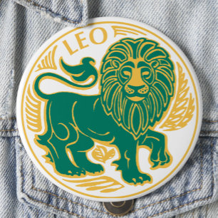Leo Sign of the Zodiac on a Button