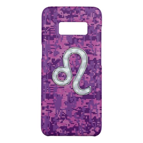 Leo Sign on Girly Pink Fuchsia Digital Camo Case_Mate Samsung Galaxy S8 Case