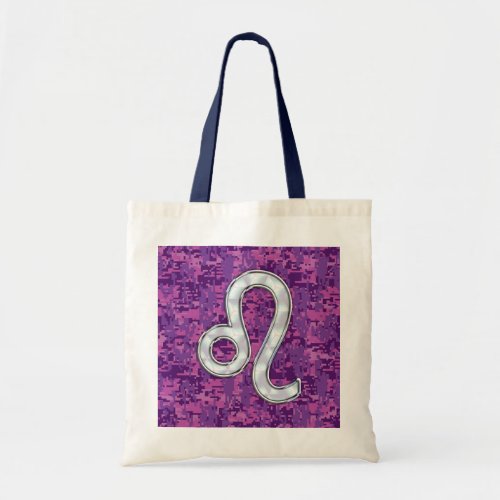 Leo Sign on Girly Pink Fuchsia Digital Camo Tote Bag