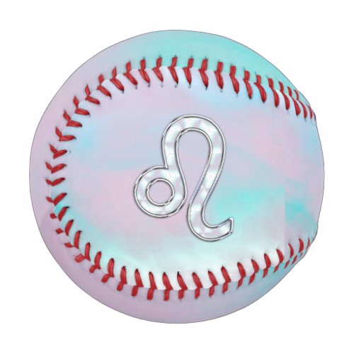 Leo Sign on Pastels Nacre Mother of Pearl Style Baseball