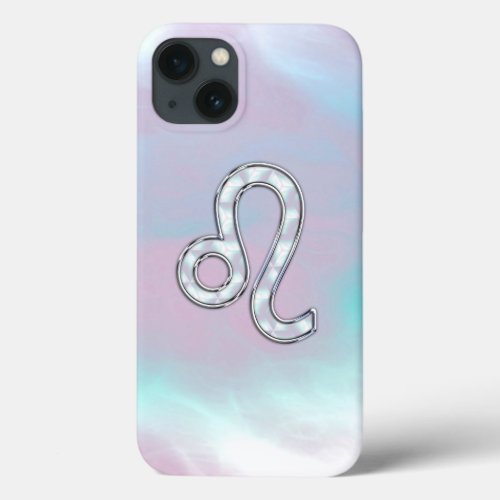 Leo Sign on Pastels Nacre Mother of Pearl Style iPhone 13 Case