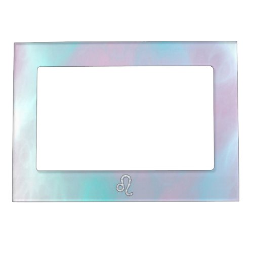 Leo Sign on Pastels Nacre Mother of Pearl Style Magnetic Picture Frame