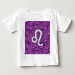 Leo Sign on Pink Fuchsia Digital Camouflage Baby T-Shirt