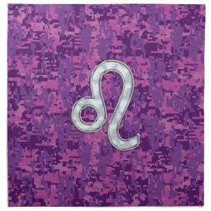 Leo Sign on Pink Fuchsia Digital Camouflage Napkin