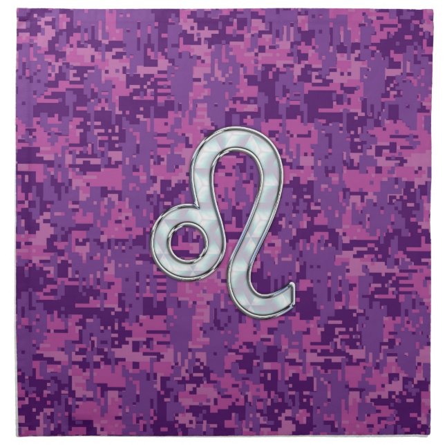 Leo Sign on Pink Fuchsia Digital Camouflage Napkin (Front)