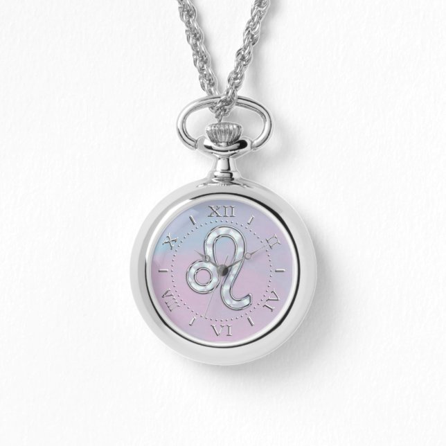 Leo Sign Pastels Nacre Mother of Pearl Style Dial Watch (Front)