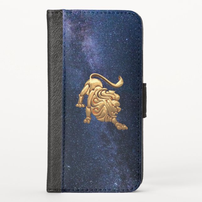 Leo Star Sign iPhone X Wallet Cover (Front)