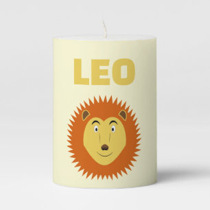 Leo Star Sign Lion Birthday Pillar Candle