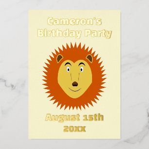 Leo Star Sign Lion Custom Birthday Party Foil Invitation