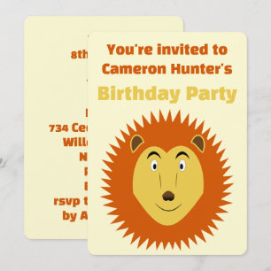 Leo Star Sign Lion Custom Birthday Party Invitation