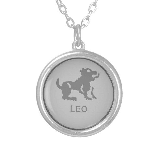 Leo Star Sign of the Zodiac design Silver Plated Necklace (Front)