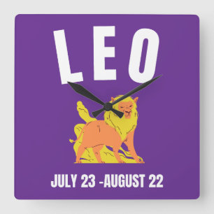 Leo star sign square wall clock