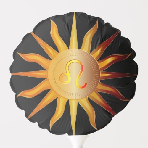 Leo Sun Fire Sign Birth Month Black Red  Gold Balloon