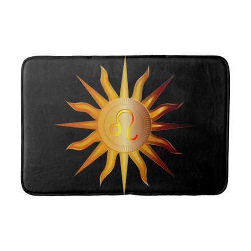 Leo Sun Fire Sign Birth Month Black Red  Gold Bath Mat