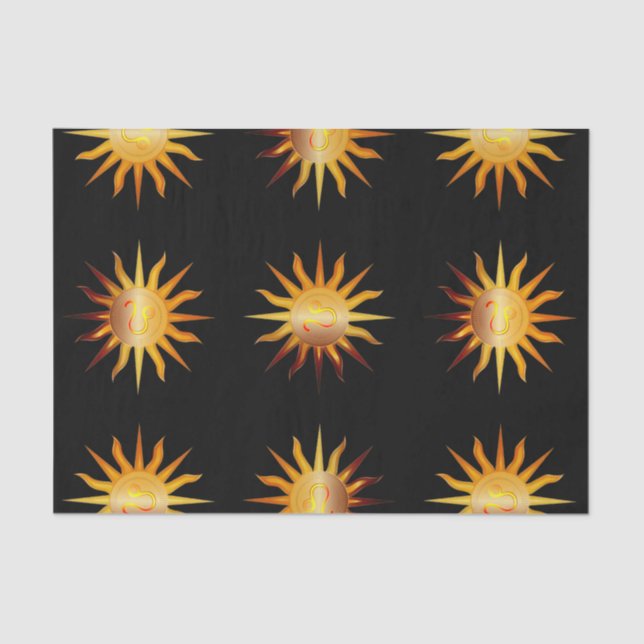 Leo Sun Fire Sign Birth Month Black Red & Gold Tissue Paper (Front)