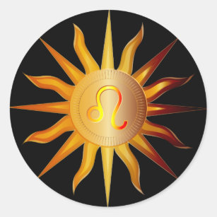 Leo Sun Fire Sign Birth Month Red & Gold Classic Round Sticker