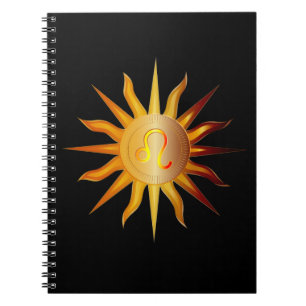 Leo Sun Fire Sign Birth Month Red & Gold Journal