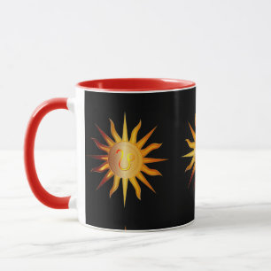 Leo Sun Fire Sign Birth Month Red & Gold Mug