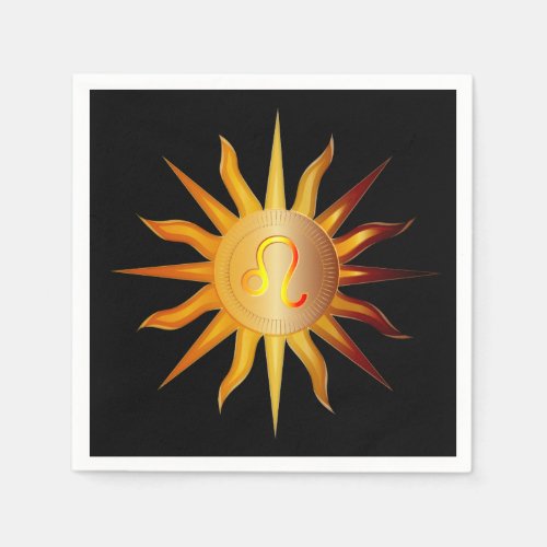 Leo Sun Fire Sign Birth Month Red  Gold Napkins