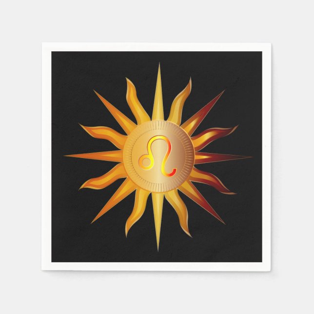 Leo Sun Fire Sign Birth Month Red & Gold Napkins (Front)