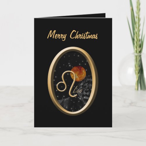 Leo Sun Lion Zodiac Christmas Greeting Card