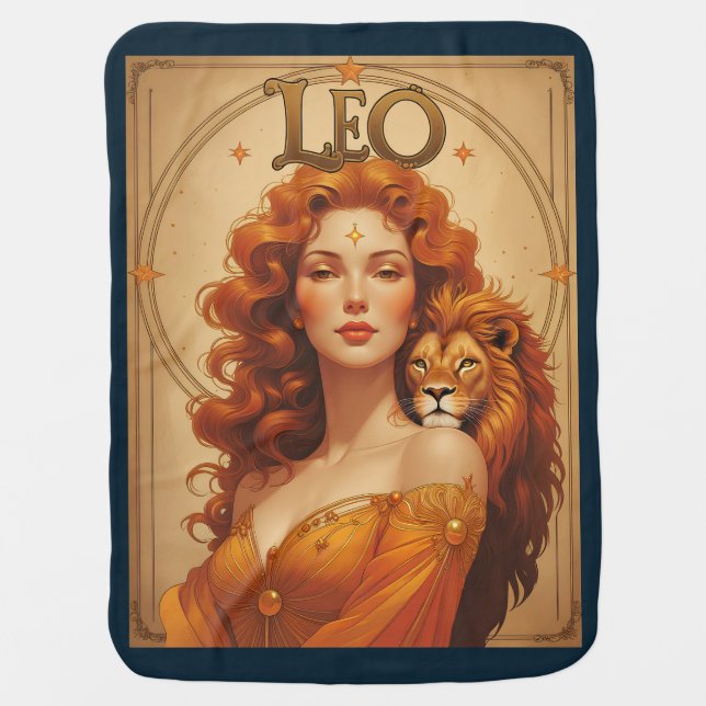 Leo Sun Sign Astrology Lion Birthday Baby Blanket (Front)