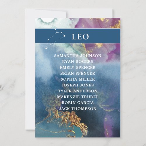 Leo Table Number Celestial Seating Chart