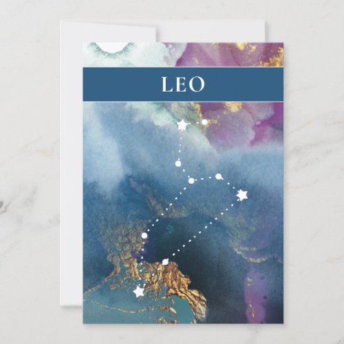 Leo Table Sign Celestial Watercolor Theme Invitation