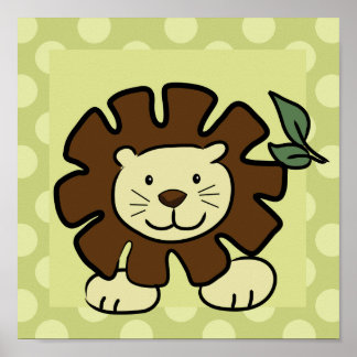 Leo the Lion 10x10 Square Print in Green
