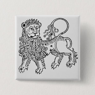 Leo (the Lion) an illustration from the 'Poeticon Pinback Button