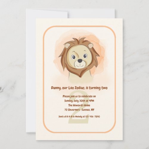 Leo the Lion Birthday Party Invitation