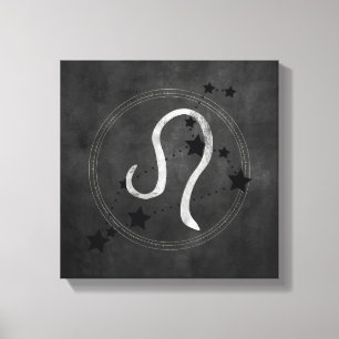 Leo the Lion black & silver constellation zodiac Canvas Print