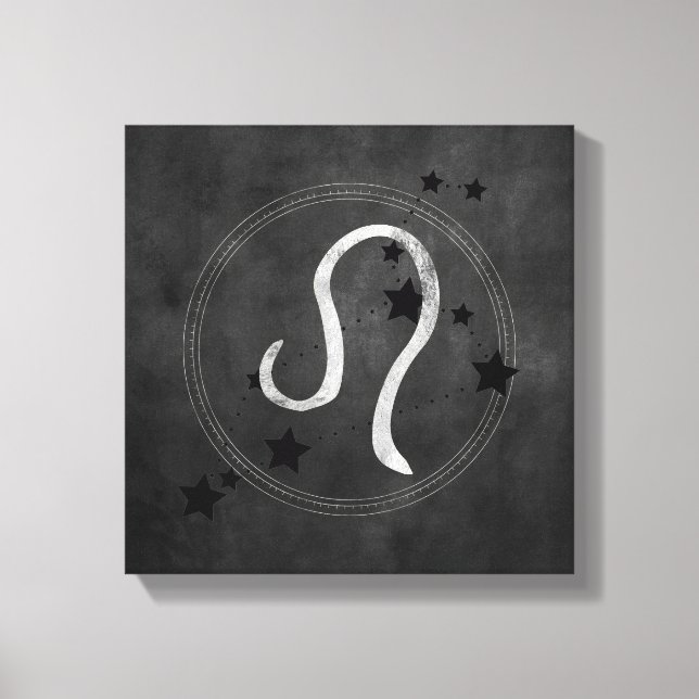 Leo the Lion black & silver constellation zodiac Canvas Print (Front)