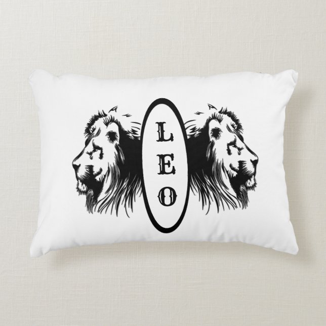 Leo the Lion Bookended Zodiac Accent Pillow (Front)
