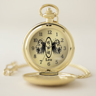 Leo the Lion Bookended Zodiac Pocket Watch