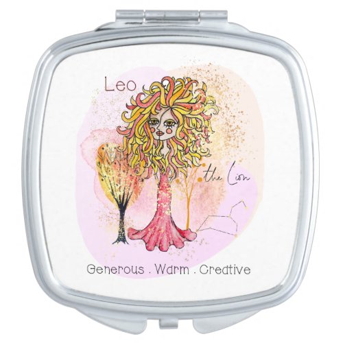 Leo The Lion Character Traits Whimsical Girl Compact Mirror