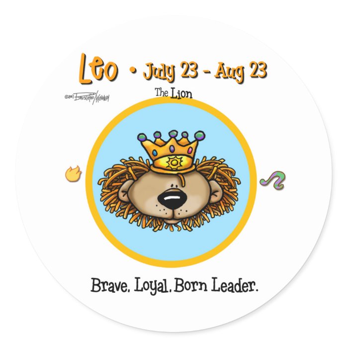 Leo the Lion   Horoscope Round Sticker