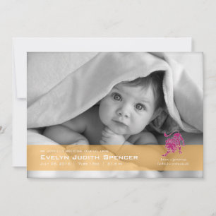 Leo the Lion Photo Birth Announcement Card