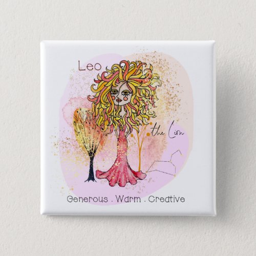 Leo The Lion Star Sign Character Traits Zodiac Button